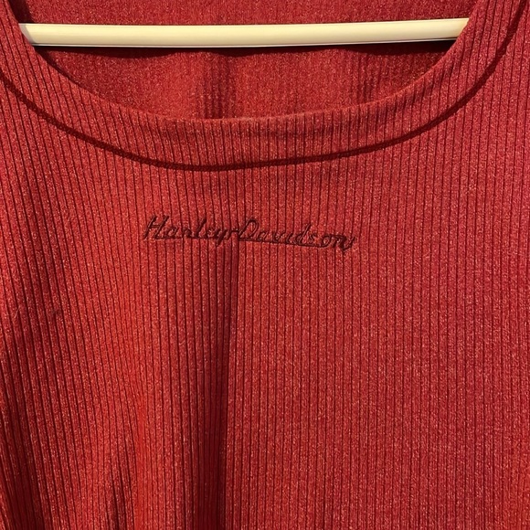 Harley Davidson Embroidered Ribbed Crop Top Maroon size M - Picture 2 of 14